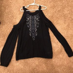 Hollister Navy Blue Off-Shoulder Shirt